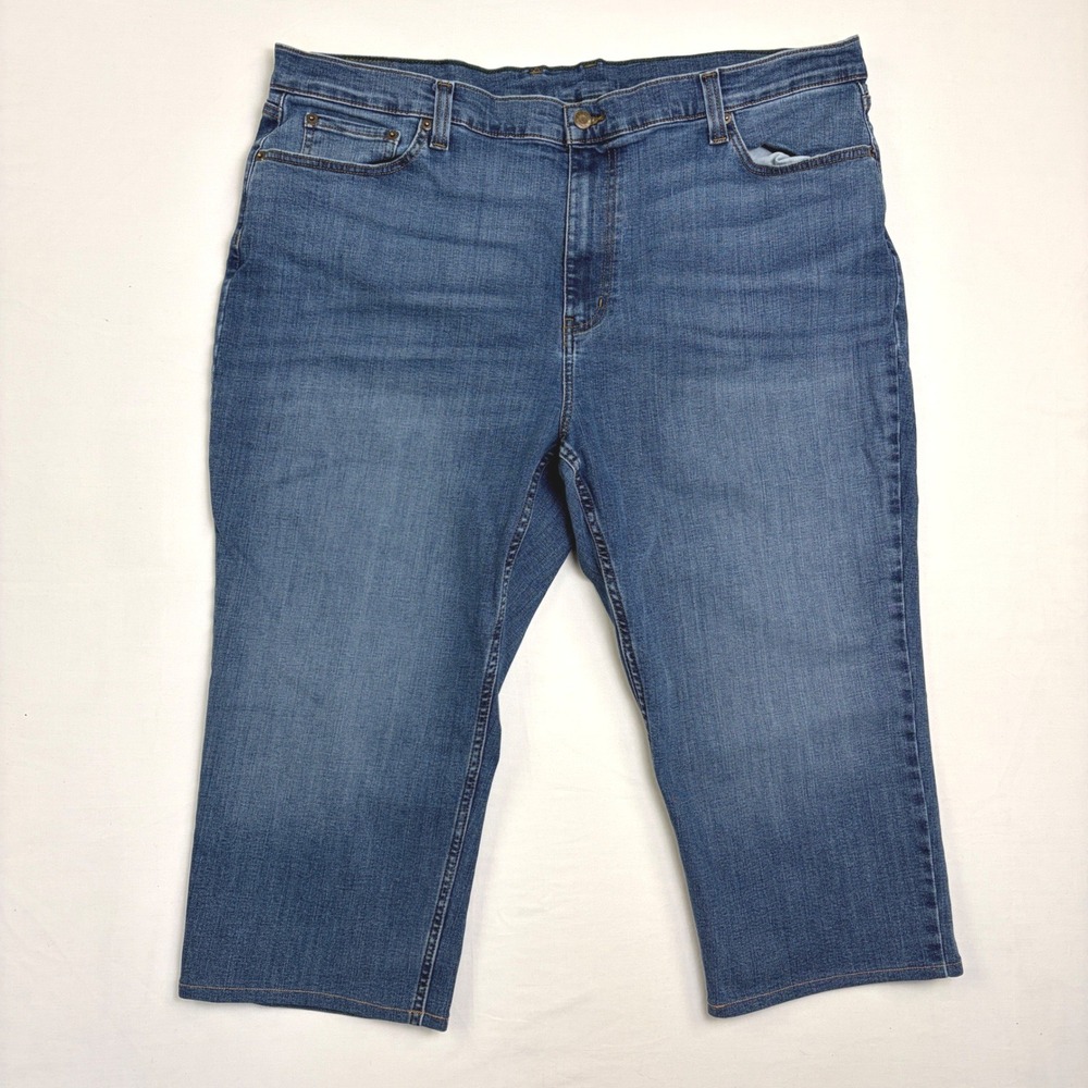 LL Bean BeanFlex Classic Fit Cropped Jeans Mens 42x21 Blue Denim Coolmax Altered